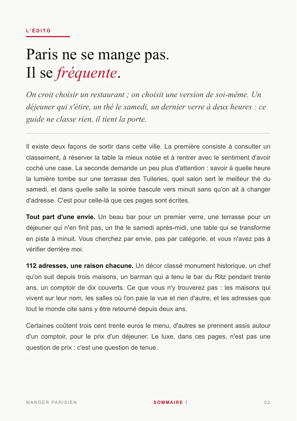 L'édito du guide